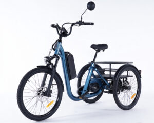 V&eacute;lo &agrave; trois roues &eacute;lectrique Damius EVASION EVO bleu m&eacute;tallis&eacute;