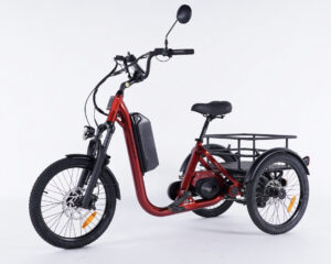 Tricycle &eacute;lectrique pour senior avec panier arri&egrave;re grande capacit&eacute;